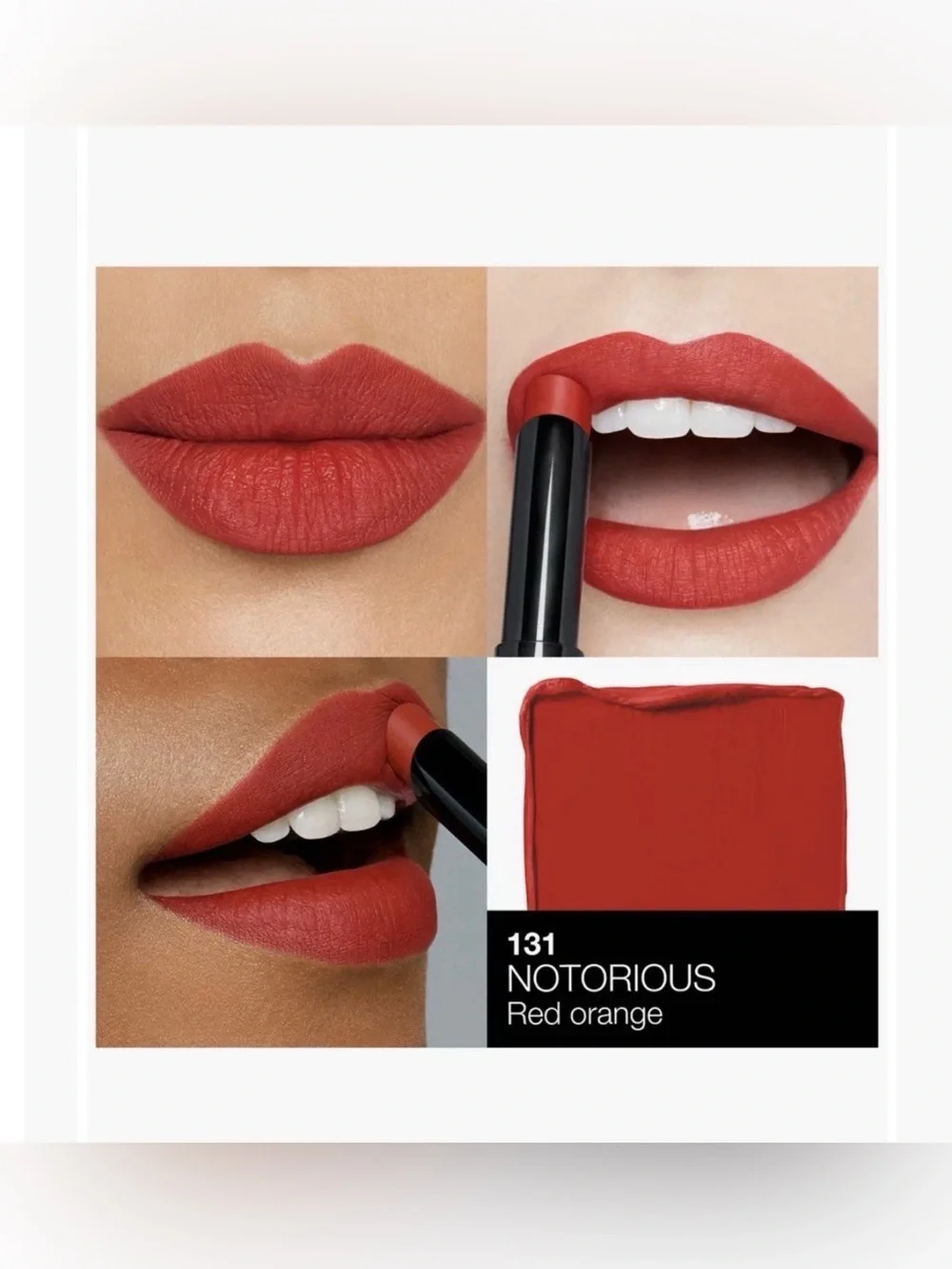 NARS Powermatte Lipstick Stick Matte 131 Notorious Red Orange 0.05 oz/1.5 g